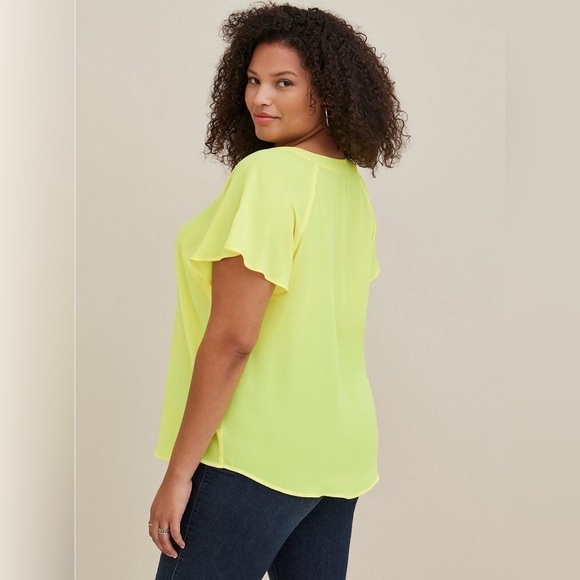 Georgette Cage Front Blouse Lemon Tonic Torrid size 3 (3X) - Picture 3 of 11